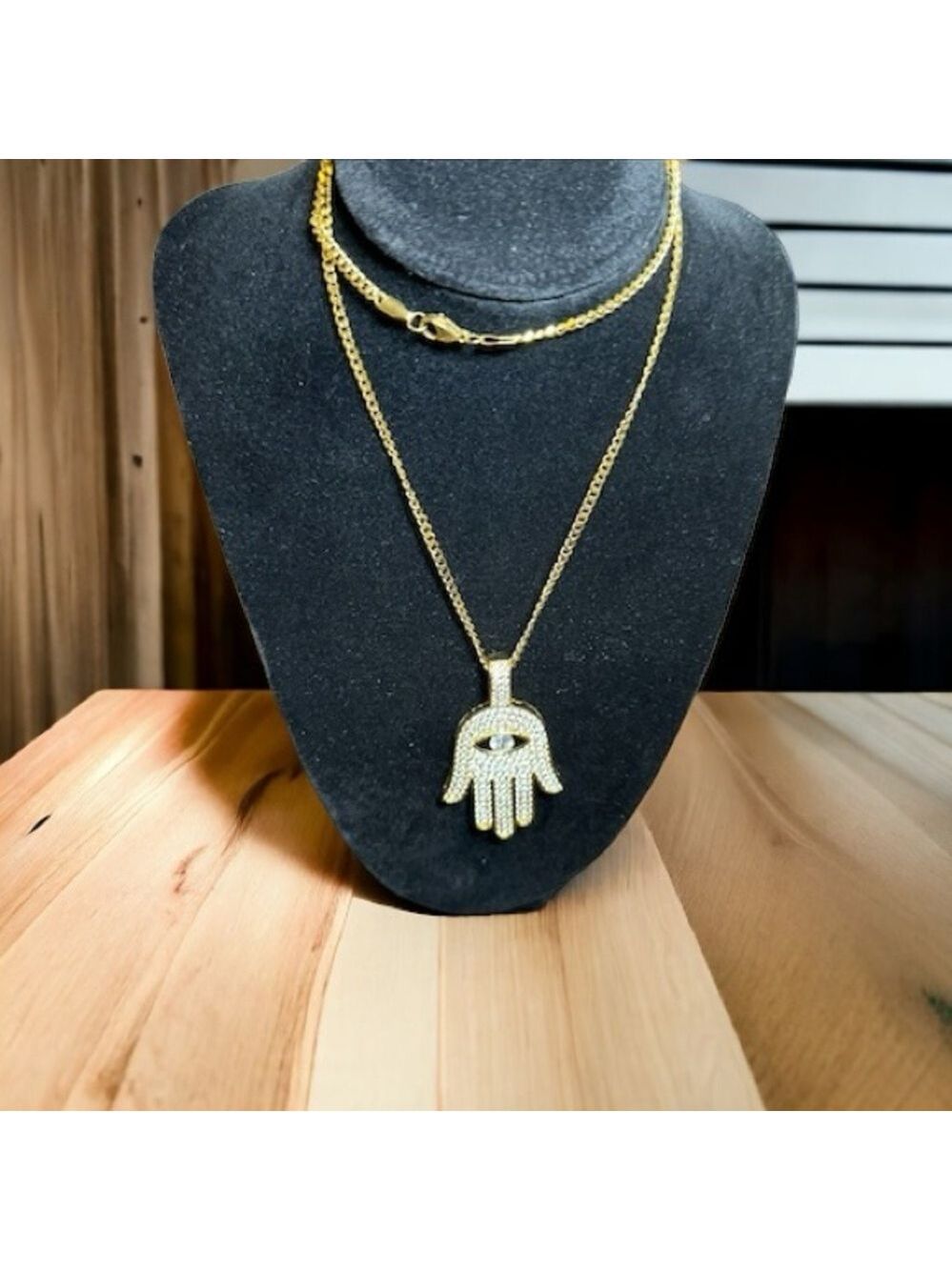 Cubic Zirconia Gold plated Hamsa chain